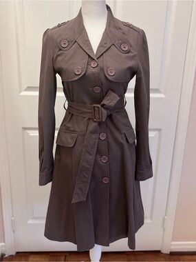 DAEUN Fitted Trench Coat Belted Deep Plum Size S
